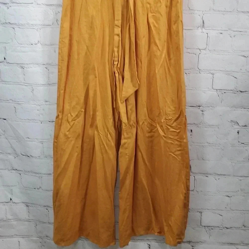 Lulus Reach for Radiance Marigold Halter Wide-Leg Jumpsuit Size M NWT - Picture 7 of 14